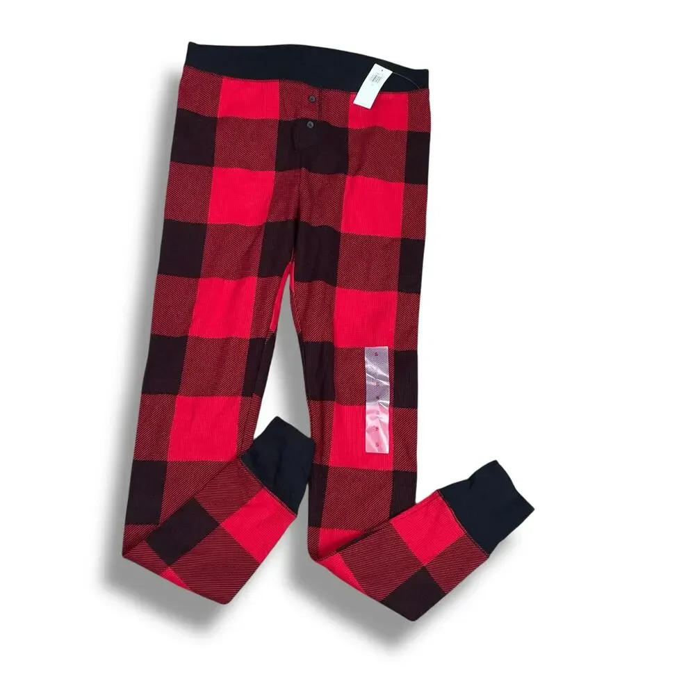 Old Navy Kids S Red Buffalo Plaid Thermal Leggings Bottoms Match the Fam Pants